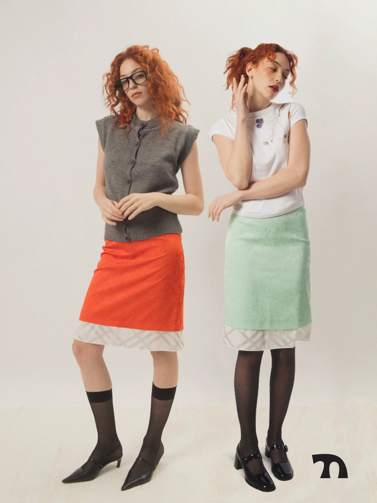 Jacquard flower midi skirt