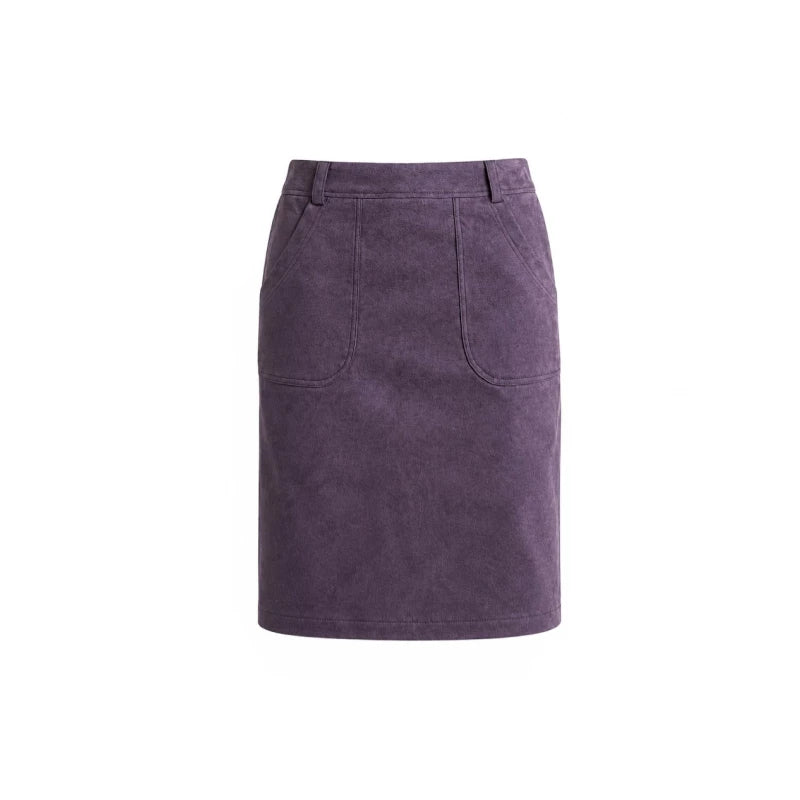 Suede pocket midi skirt
