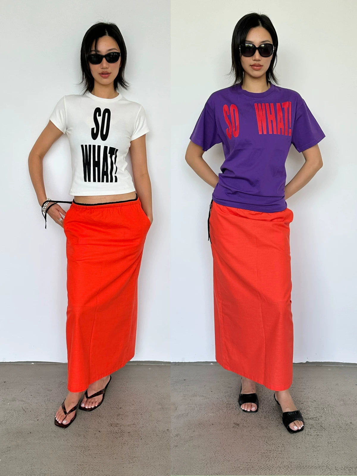 Linen drawstring maxi skirt