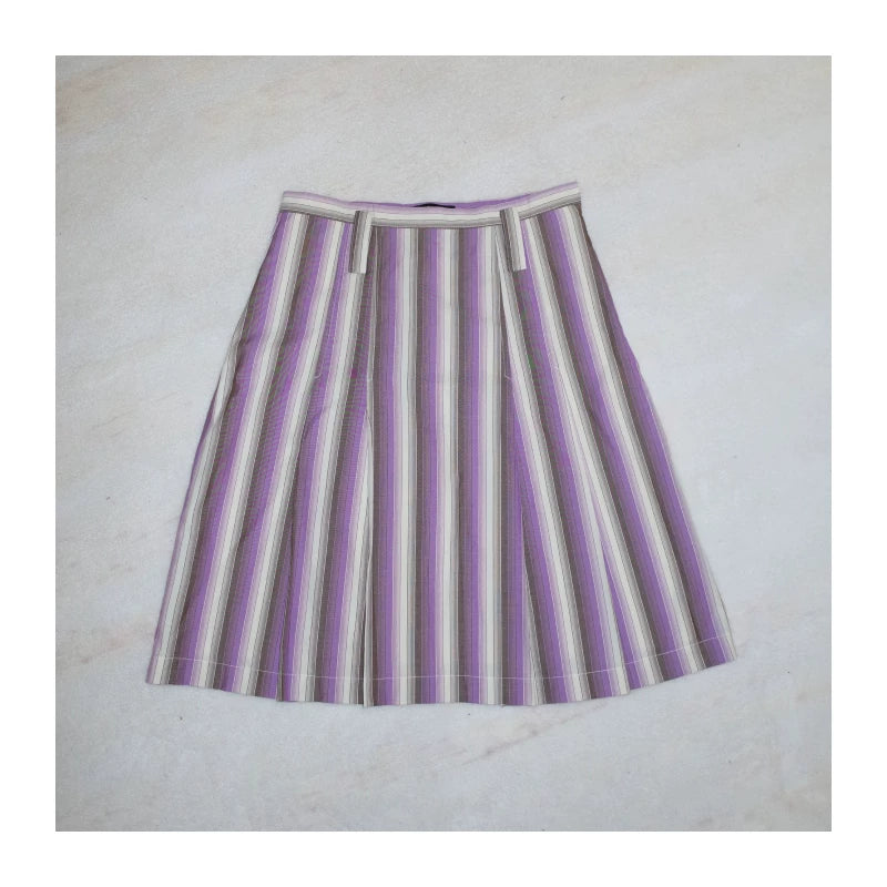 Gradient stripe pleated skirt