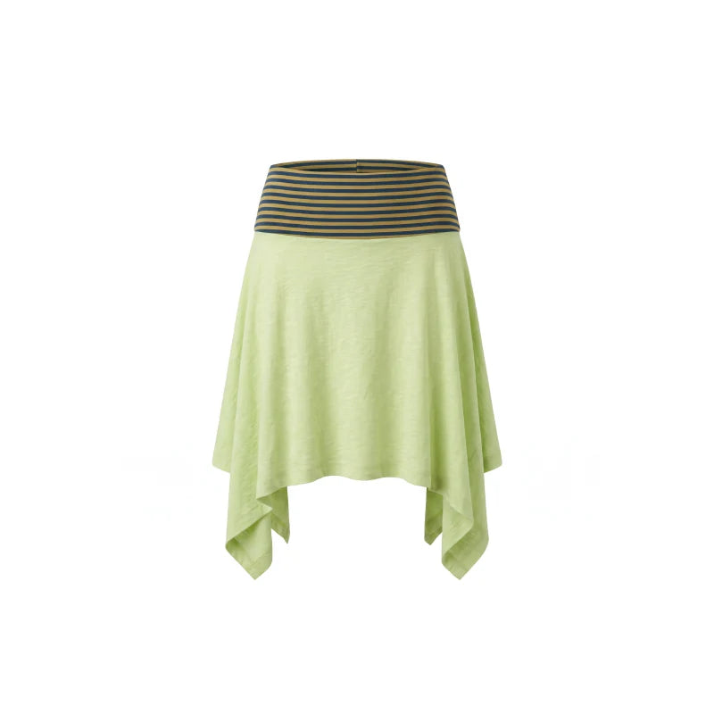 Slub cotton asymmetric skirt