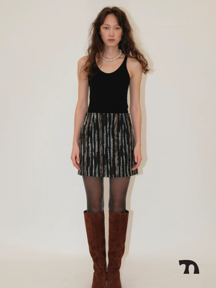 Hazel stripe wool skirt