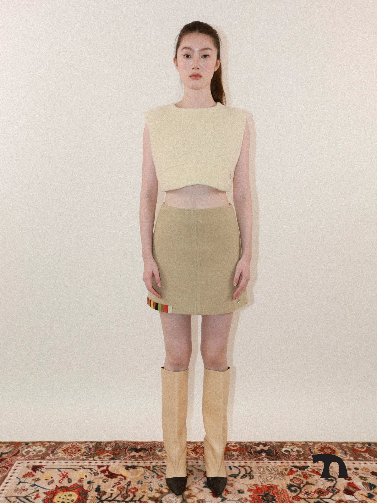 Three colour wool skirt
