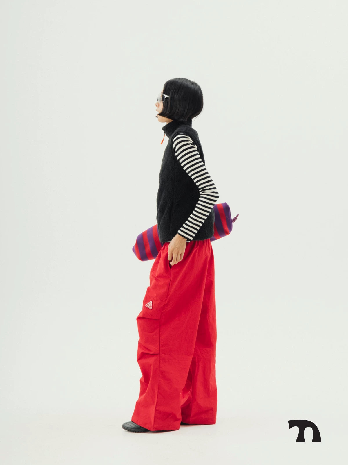 Nylon wide trouser