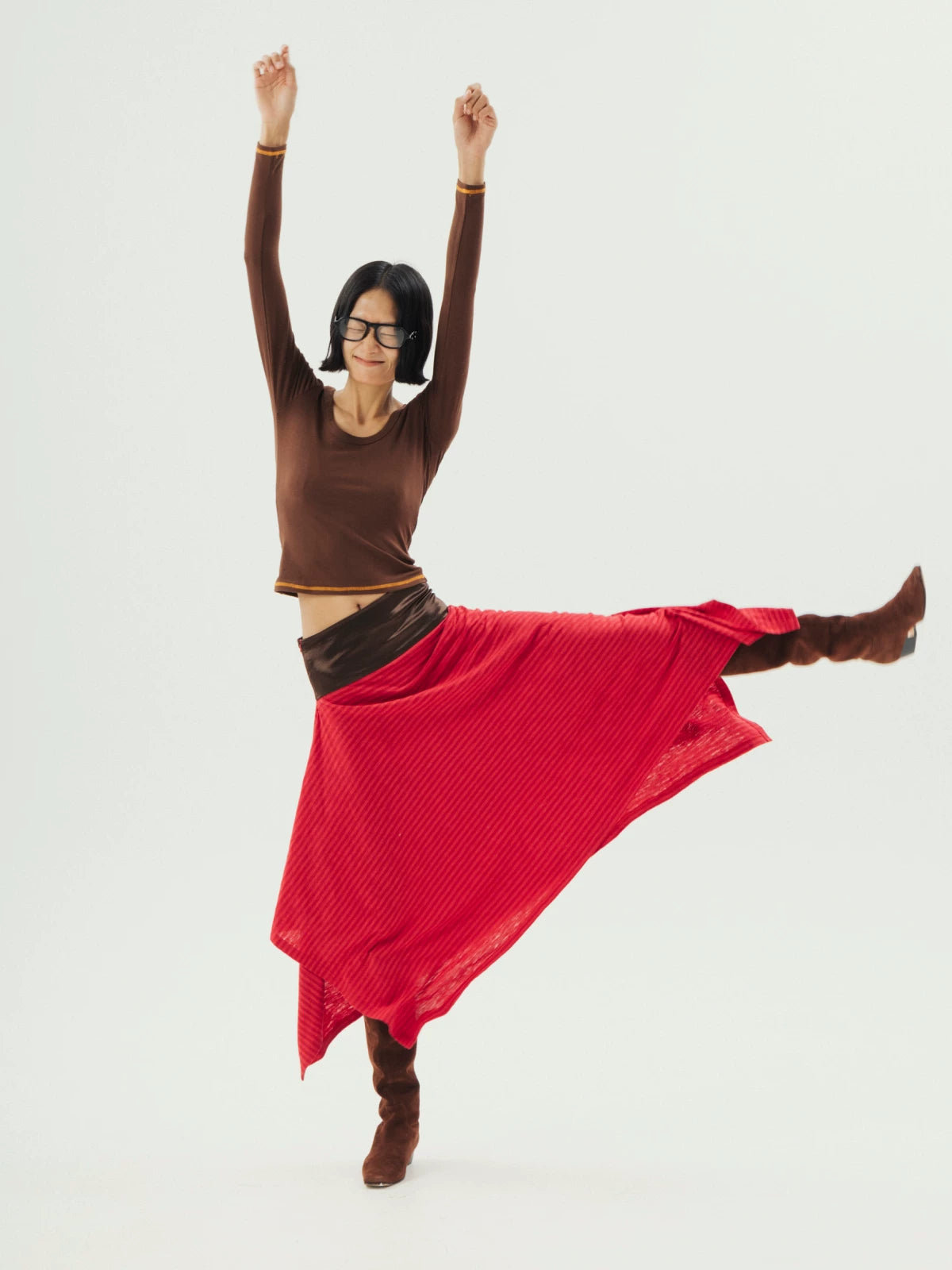 Dancing red panel skirt