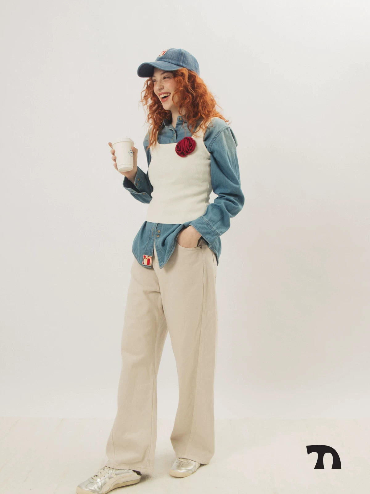 Washed banana jean white