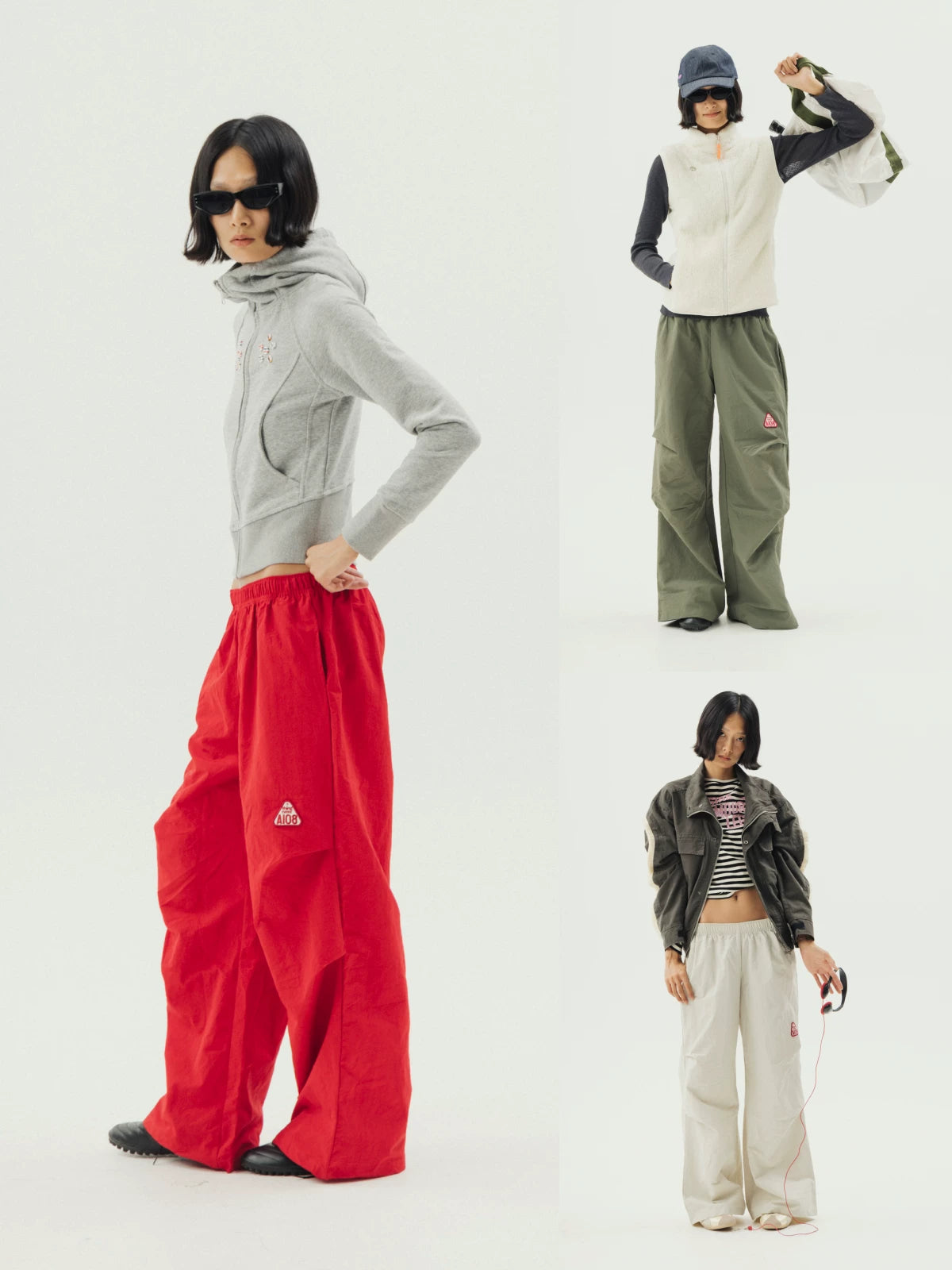 Nylon wide trouser