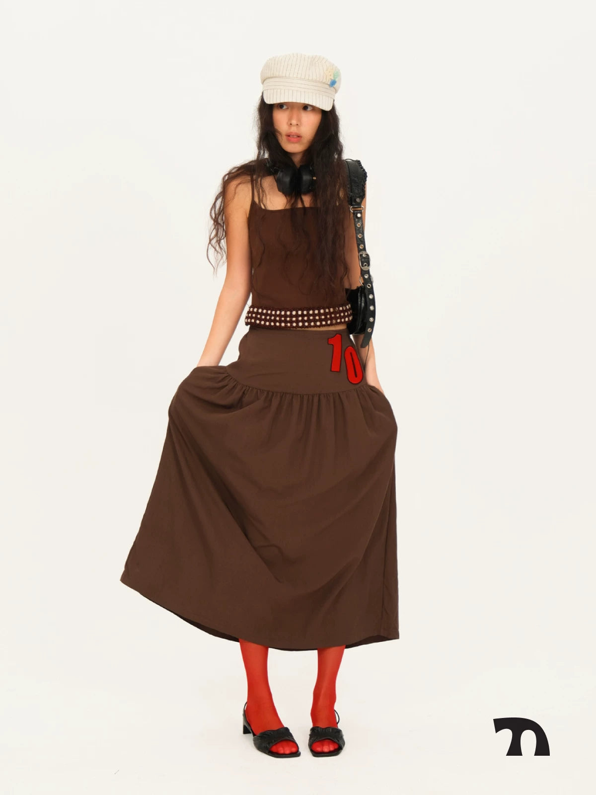 Numbers circle maxi skirt