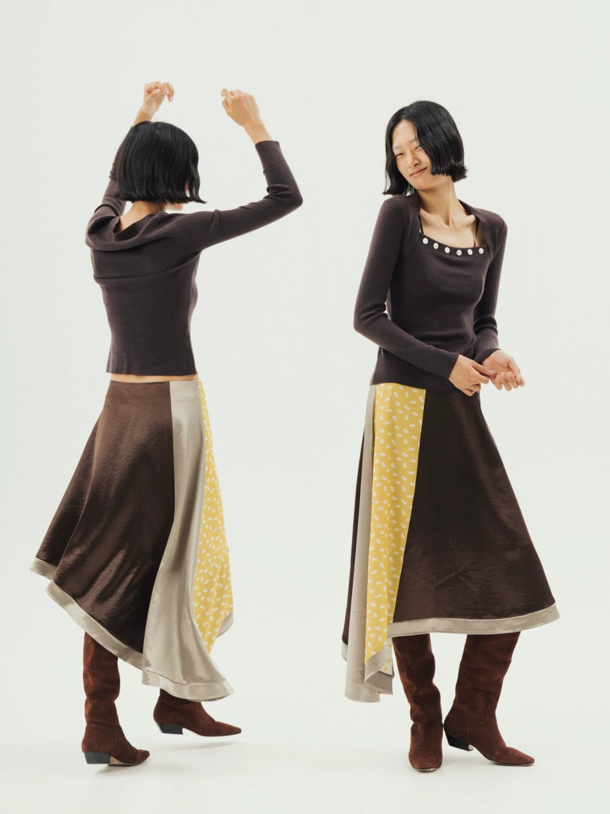 Asymmetric hem skirt