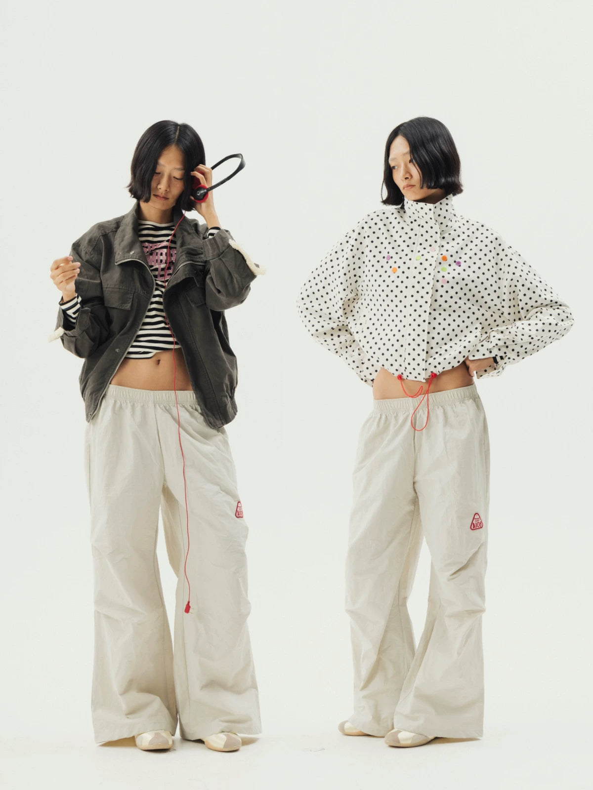 Nylon wide trouser