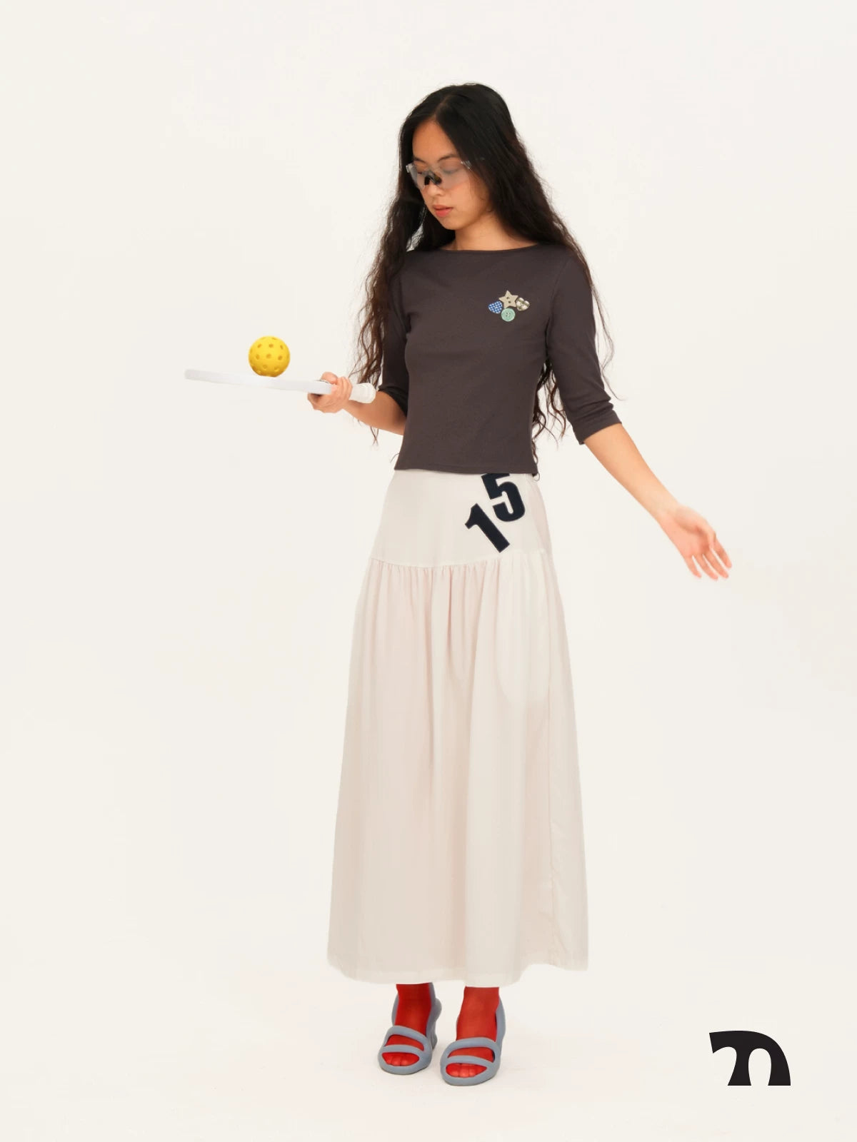 Numbers circle maxi skirt