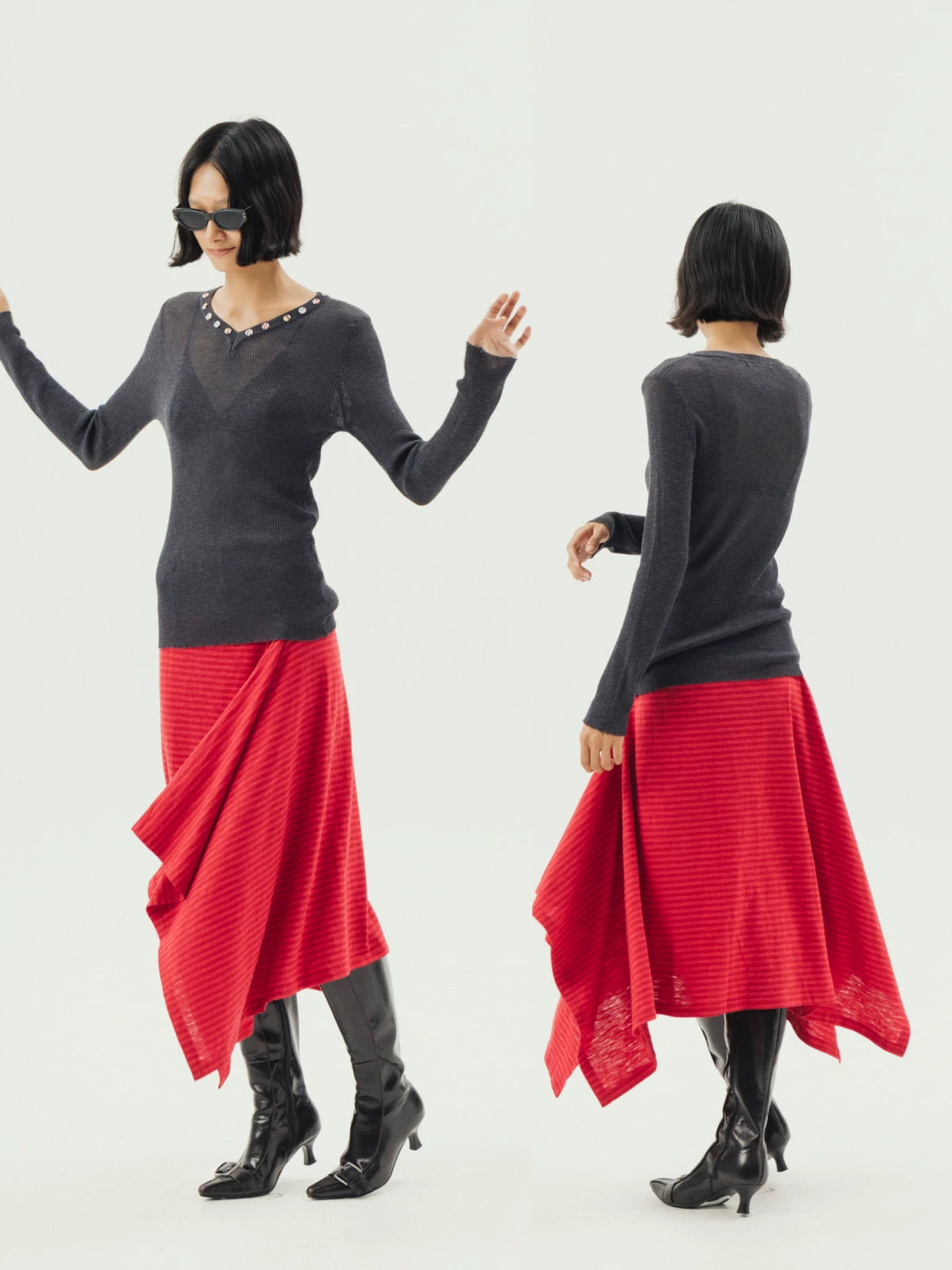 Dancing red panel skirt