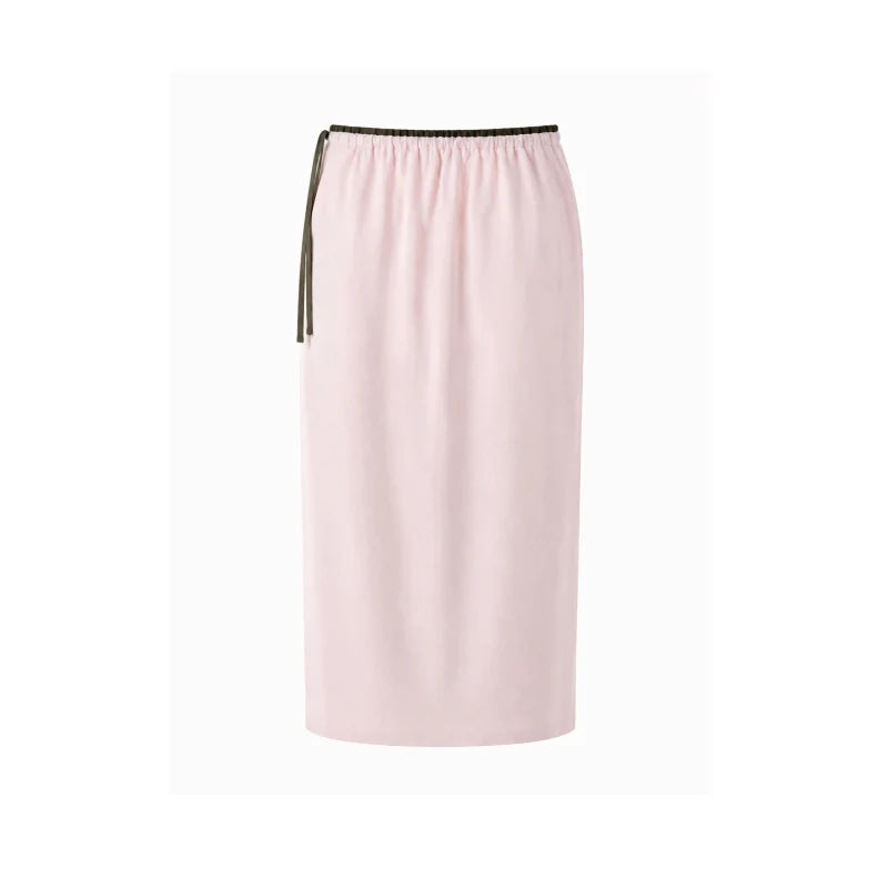 Linen drawstring maxi skirt