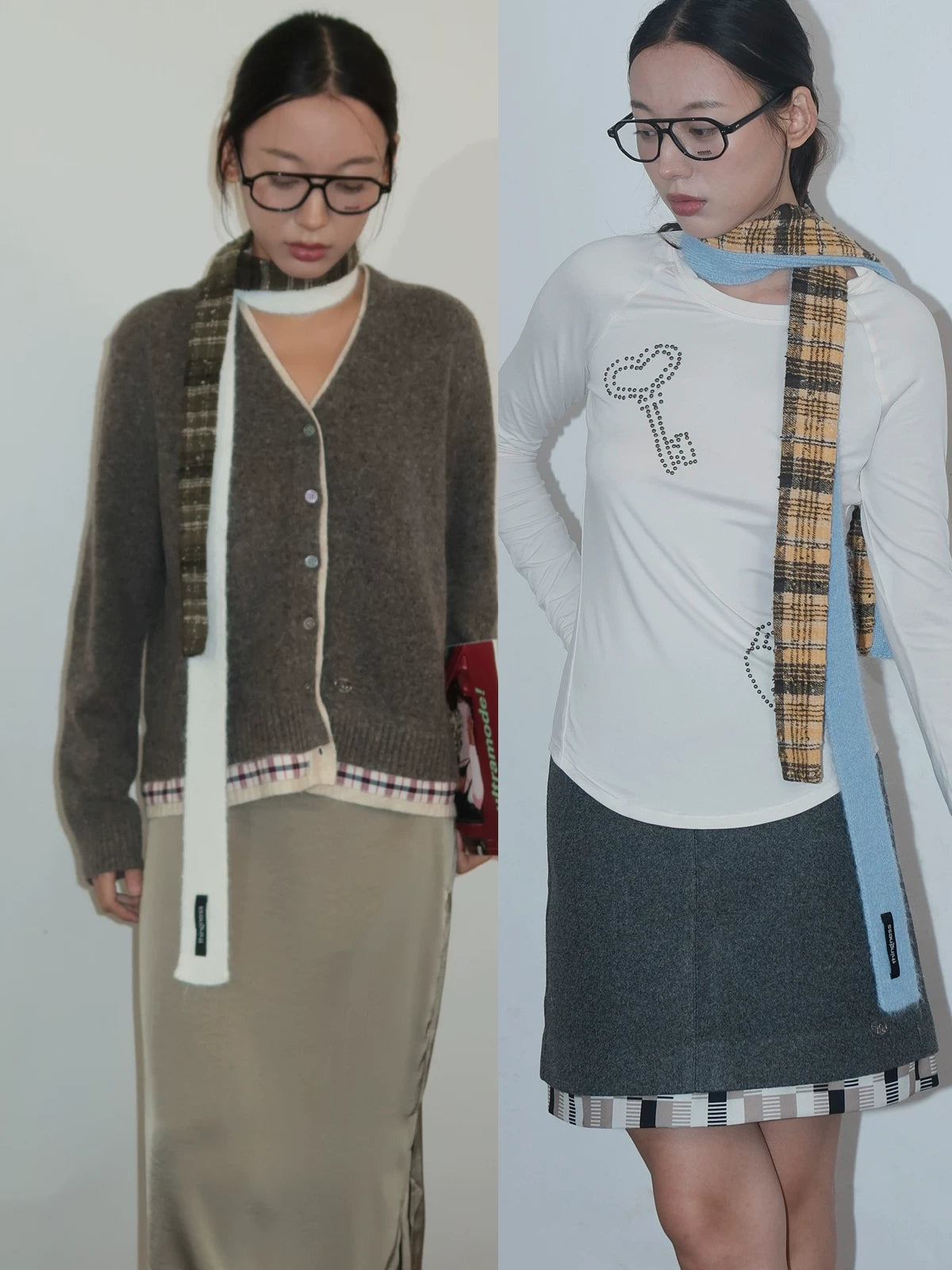 Check knit scarf