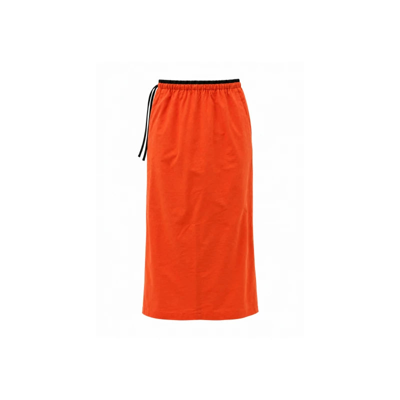 Linen drawstring maxi skirt