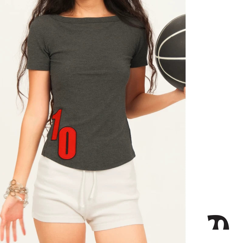 Numbers off-shoulder tee