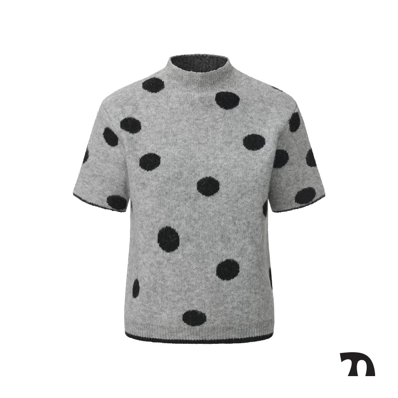 Polka dot mock neck knit