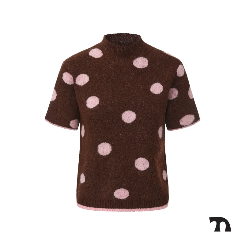 Polka dot mock neck knit
