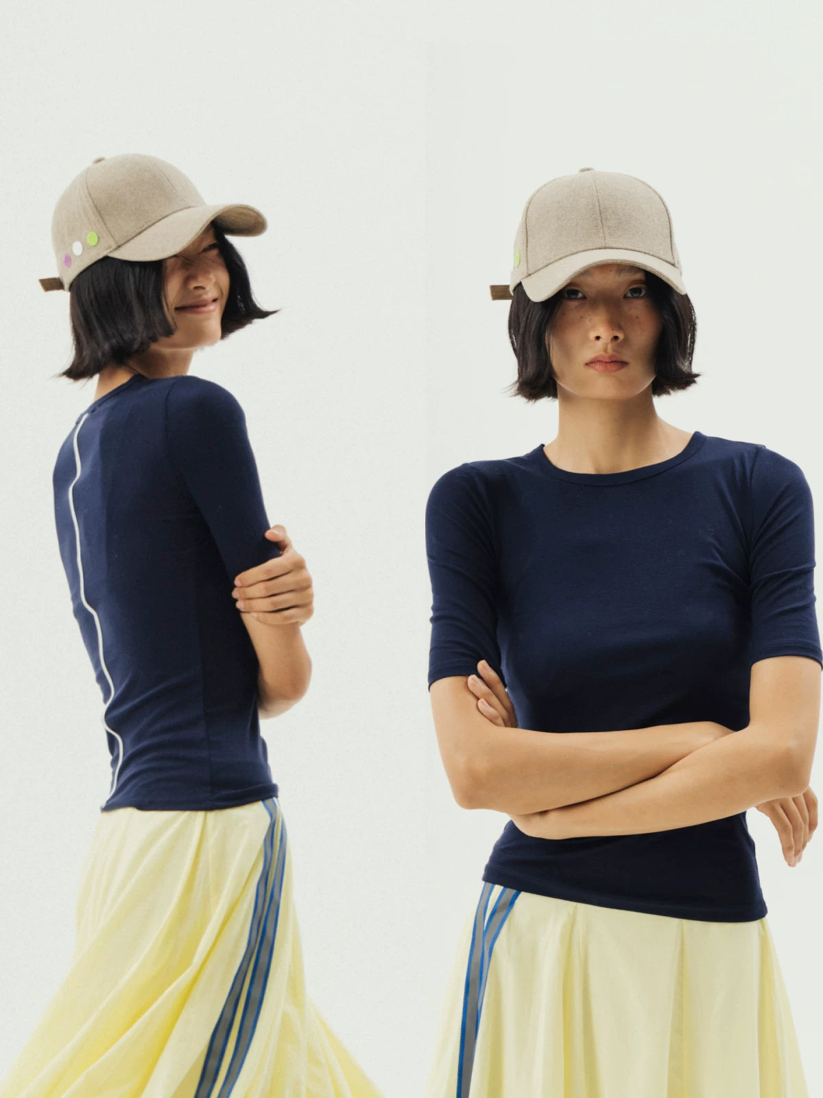 Dot embroidered cap