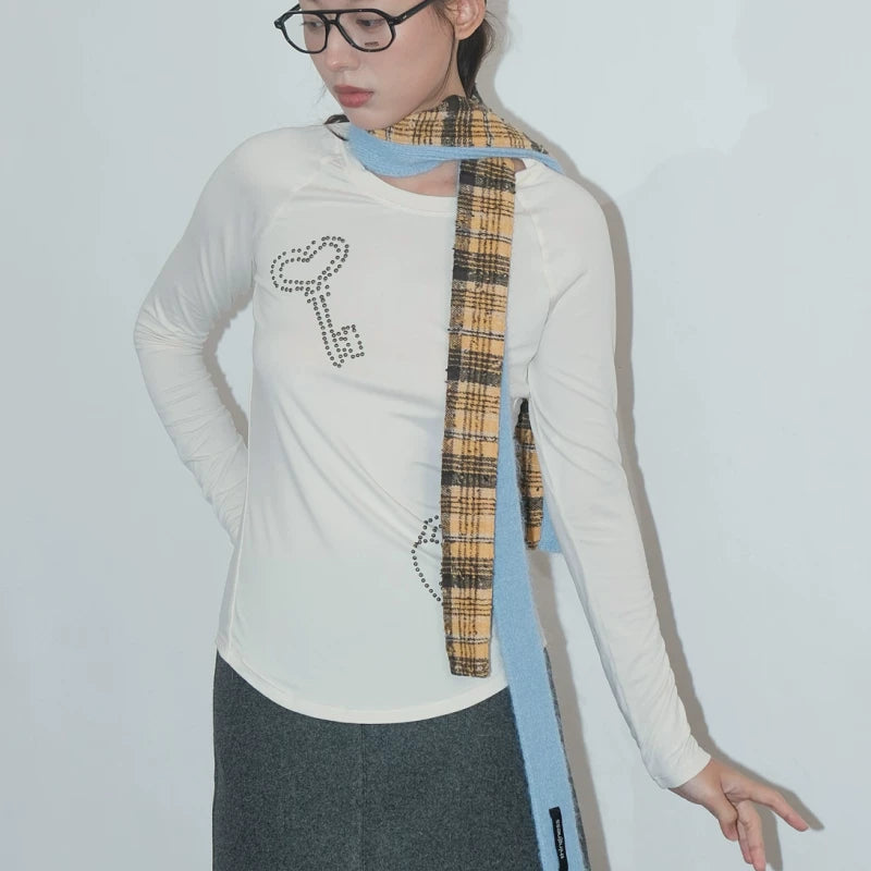 Check knit scarf
