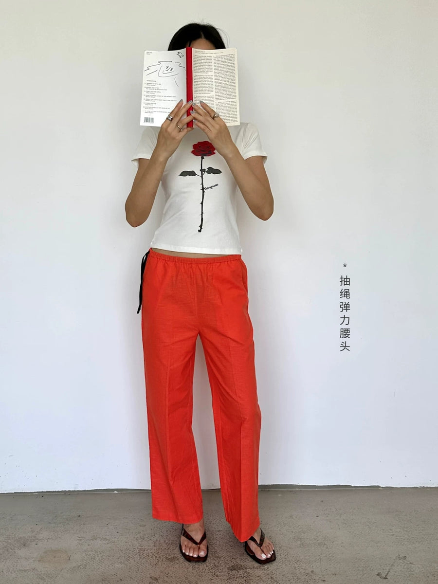 Linen drawstring trouser