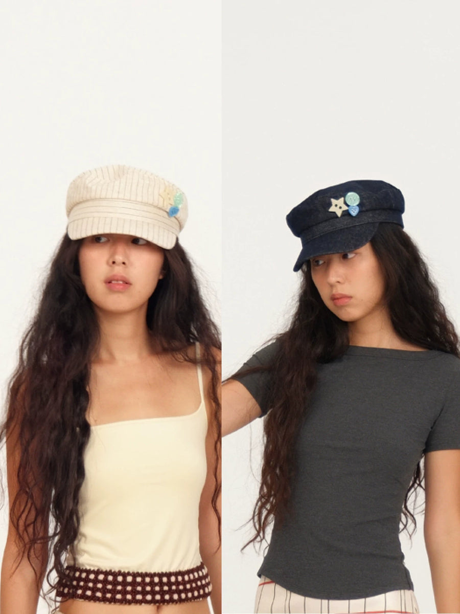 Button flat cap