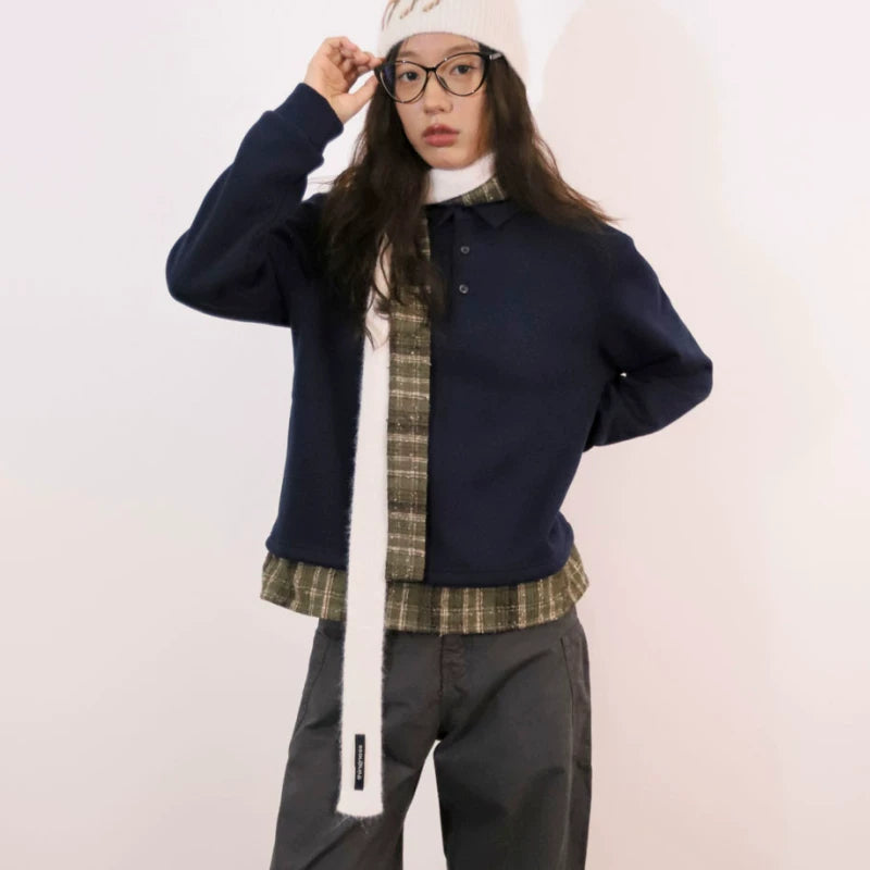 Check knit scarf