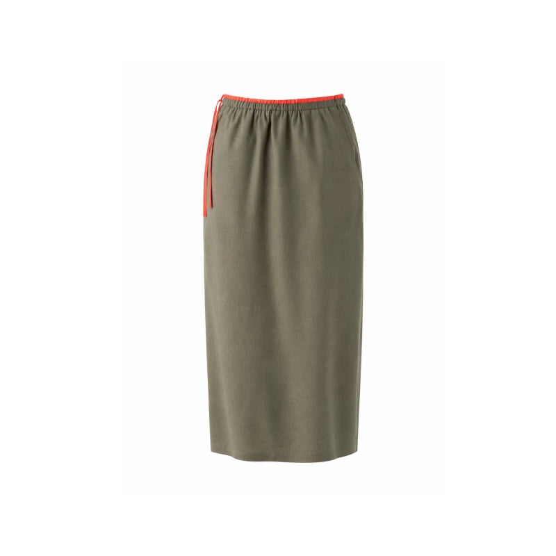 Linen drawstring maxi skirt