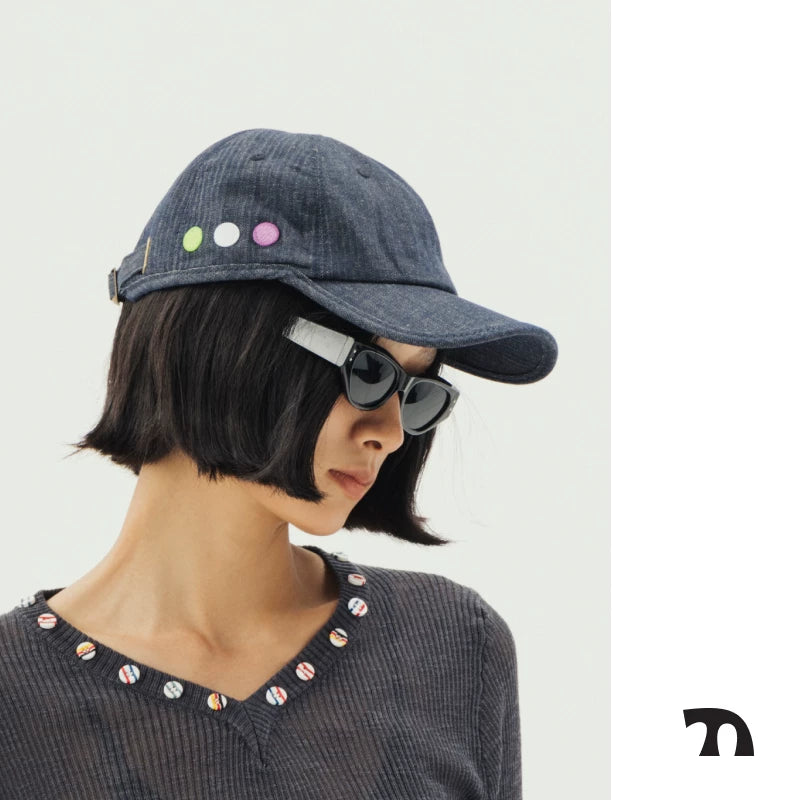 Dot embroidered cap